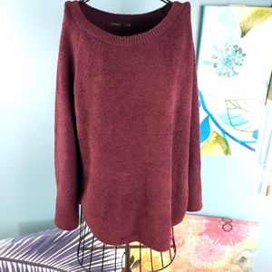 Natori Burgundy Nylon Blend Cozy Lagenlook Pullover Sweater SZ XL